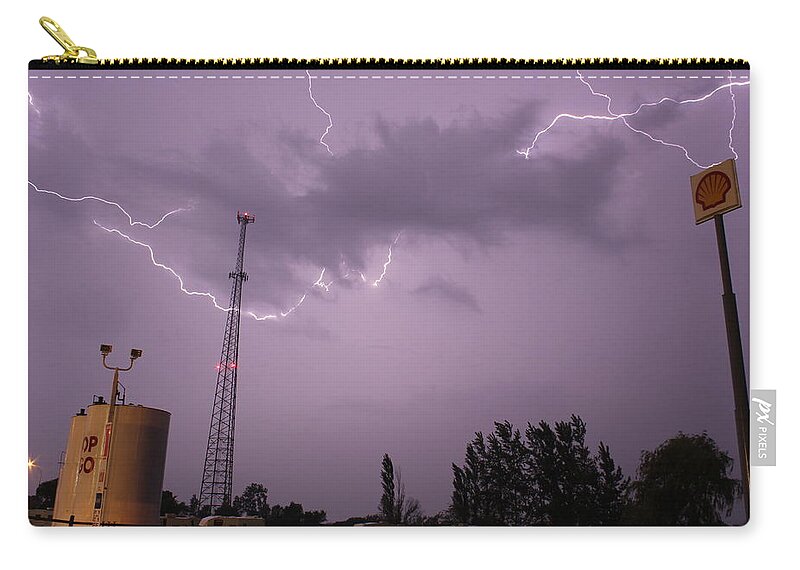 Landscape Zip Pouch featuring the photograph Electric Storm by Bryan Noll