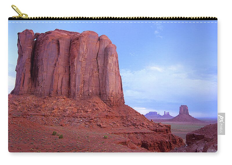 00175856 Zip Pouch featuring the photograph Elephant Butte From North Window by Tim Fitzharris