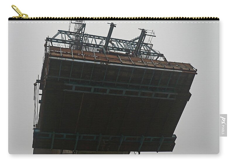 Construction Zip Pouch featuring the photograph Expanding the Bridge Platform as part of the Delhi Metro by Ashish Agarwal