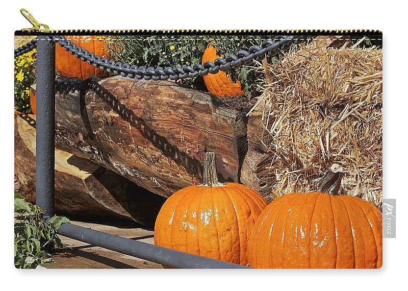 Pumpkins Zip Pouch featuring the photograph Fall Pumpkins by Phyllis Denton