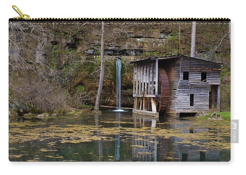 Ozarks Zip Pouch featuring the photograph Falling Spring Mill by Steve Stuller