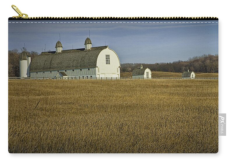 Art Zip Pouch featuring the photograph Farm scene with White Barn by Randall Nyhof