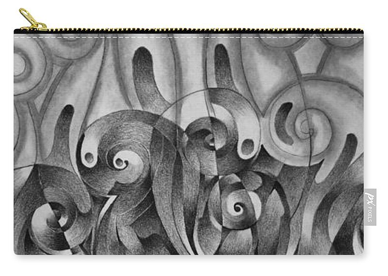 Art Zip Pouch featuring the drawing Fat Cat Fur Ball by Myron Belfast