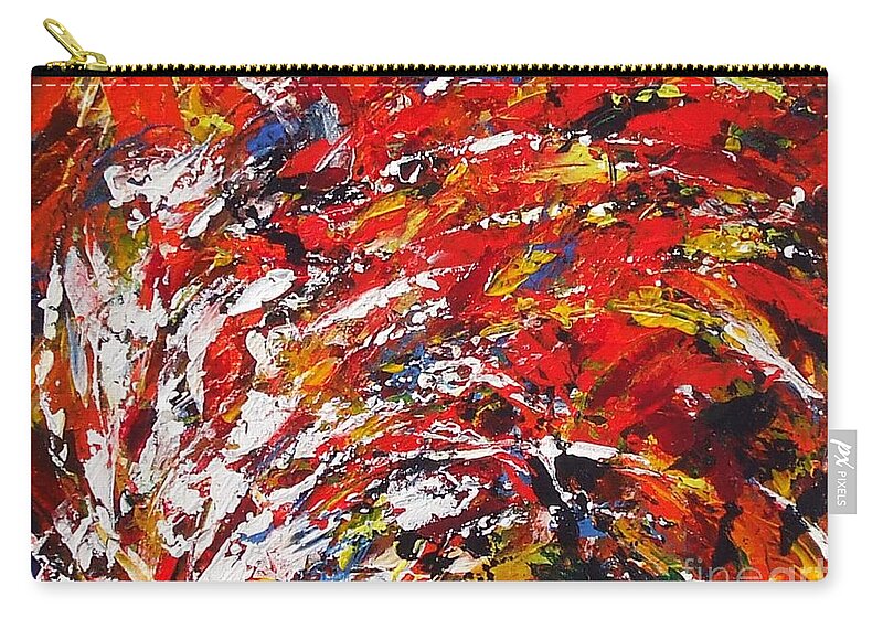 Abstract Zip Pouch featuring the painting Feathers by Claire Gagnon