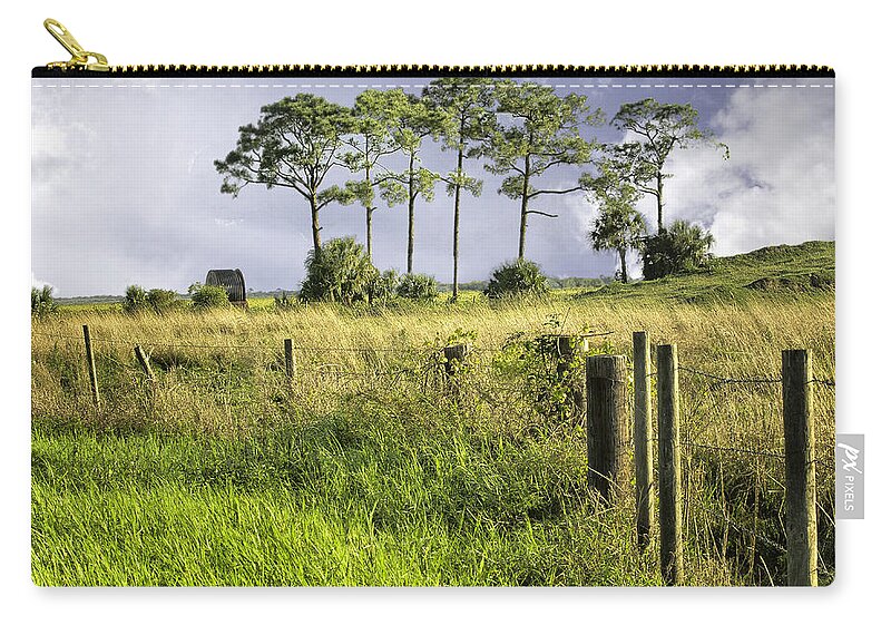 Landscape Zip Pouch featuring the photograph Fence Line by Fran Gallogly