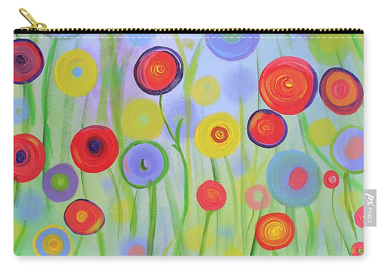 Flowers Zip Pouch featuring the painting Field of Dreams by Stacey Zimmerman