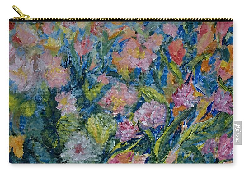 Flowers Zip Pouch featuring the painting Field of Flowers by Jo Smoley