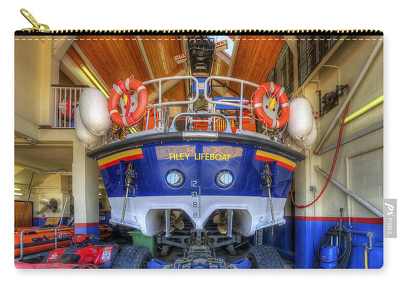Yhun Suarez Zip Pouch featuring the photograph Filey Lifeboat by Yhun Suarez