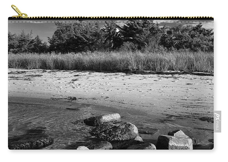 Black And White Zip Pouch featuring the photograph Fire Island in Black and White by Rick Berk