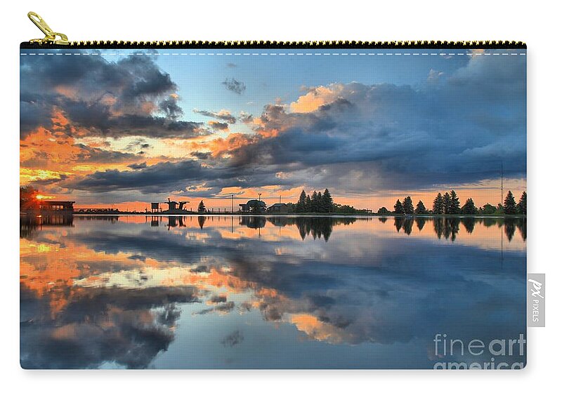 Sunrise Photos Zip Pouch featuring the photograph Fire Over Lake Tahoe by Adam Jewell