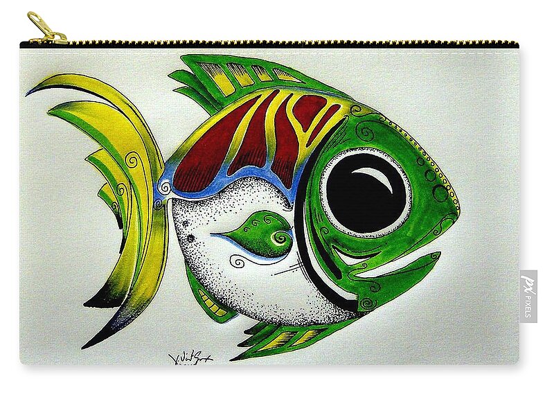 Fish Zip Pouch featuring the painting Fish Study 2 by J Vincent Scarpace