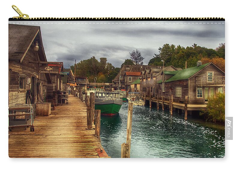 Dock Zip Pouch featuring the photograph Fish Town by Terry Doyle