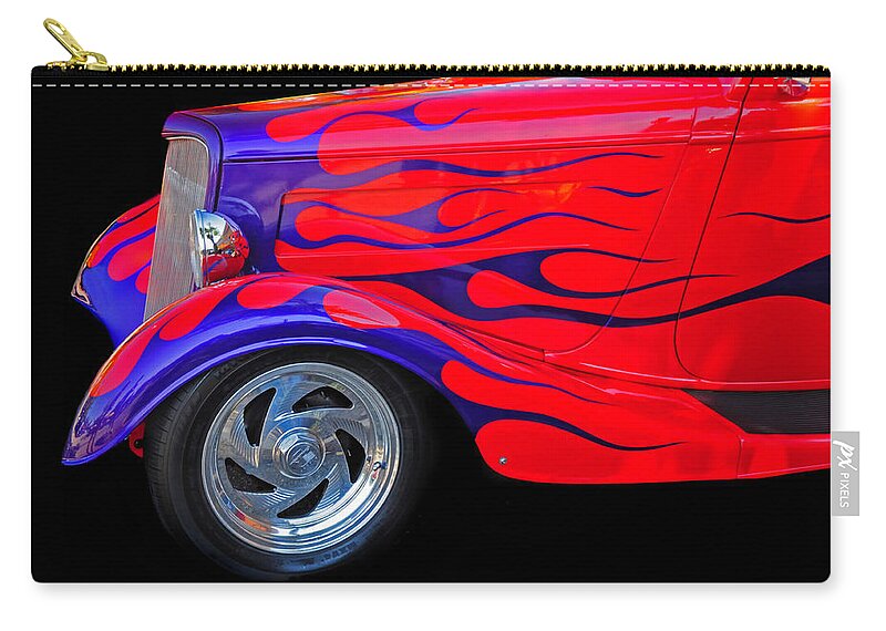 Custom Car Zip Pouch featuring the photograph Flaming Blue by Dave Mills