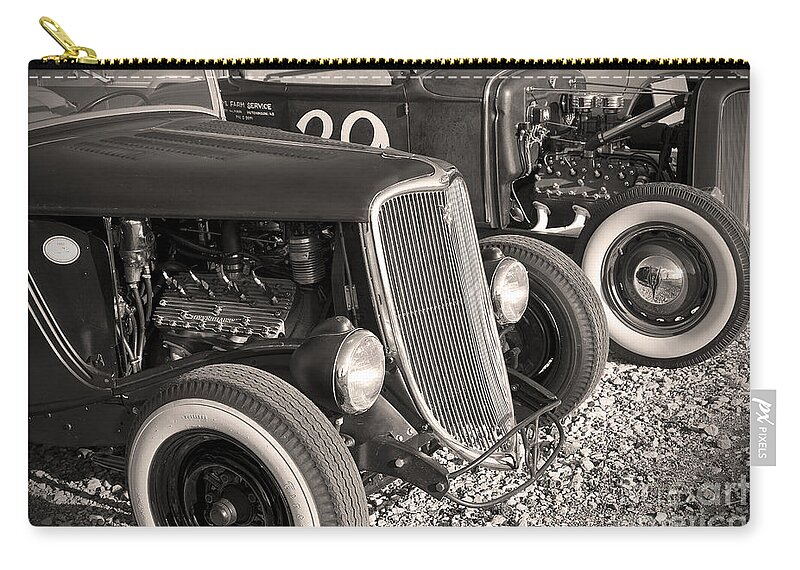 Transportation Zip Pouch featuring the photograph Flatheads and Whitewalls by Dennis Hedberg