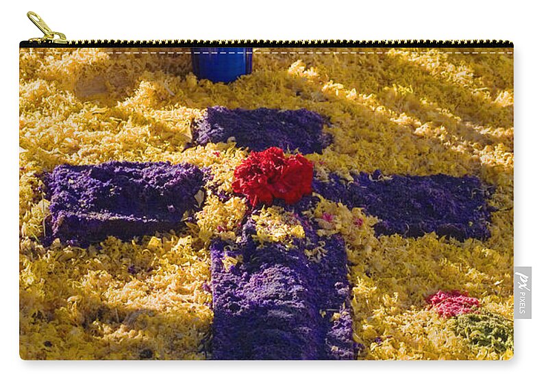 Mexico Zip Pouch featuring the photograph Flower Cross - Day of the Dead by Craig Lovell