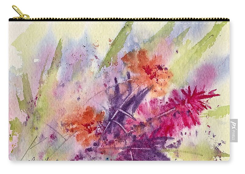 Red Zip Pouch featuring the painting Flowerz by Frank SantAgata