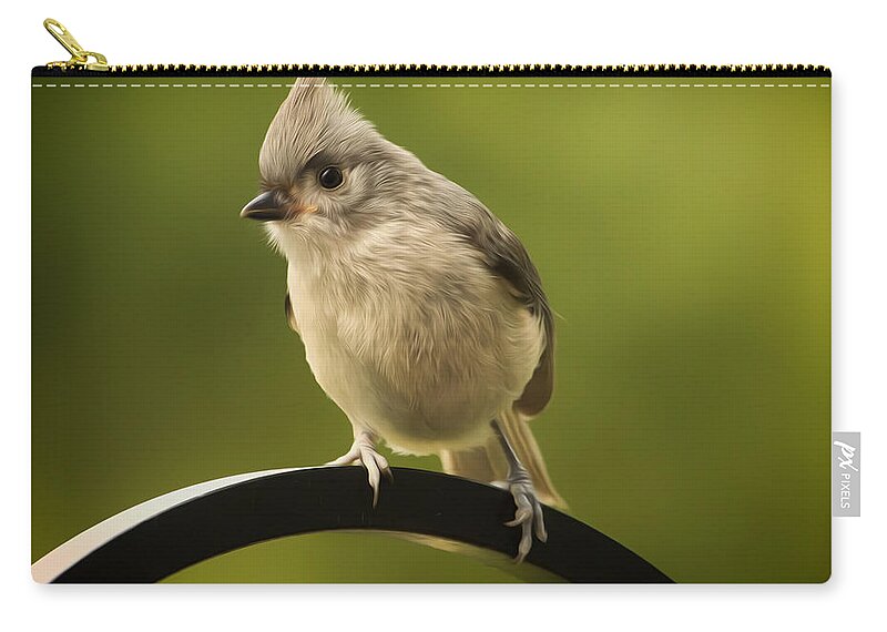 Tufted Titmouse Zip Pouch featuring the photograph Flowing Tufted Titmouse by Bill and Linda Tiepelman