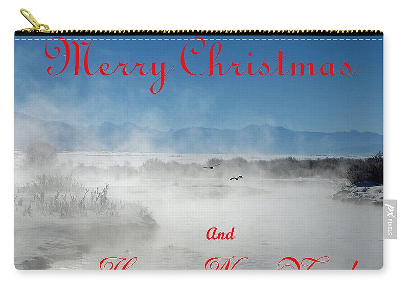 Christmas Cards Zip Pouch featuring the photograph Foggy River Christmas by DeeLon Merritt