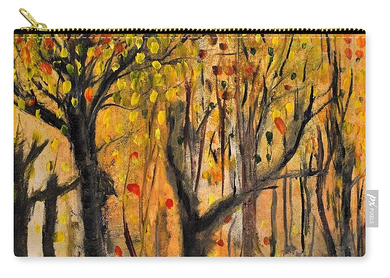 Foliage Zip Pouch featuring the painting Foliage by Evelina Popilian