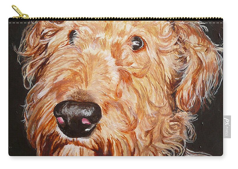 Puppy Carry-all Pouch featuring the painting Fonzie by Vic Ritchey