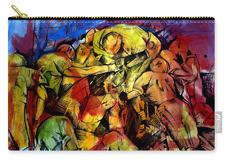  Zip Pouch featuring the painting Football Cluster by John Gholson