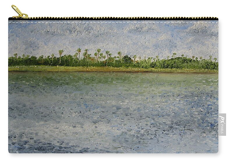 Landscape Zip Pouch featuring the painting Fort Island Trail Park by Larry Whitler