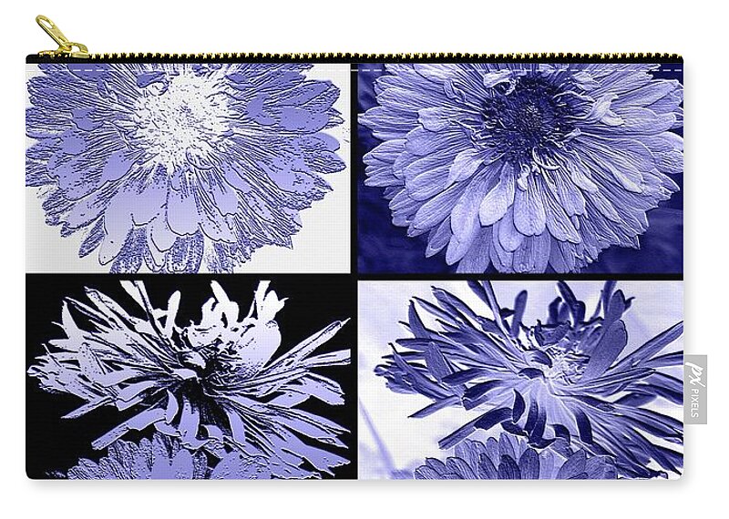 Anemone Zip Pouch featuring the digital art Four Interpretations of Anemone in Blue by J McCombie
