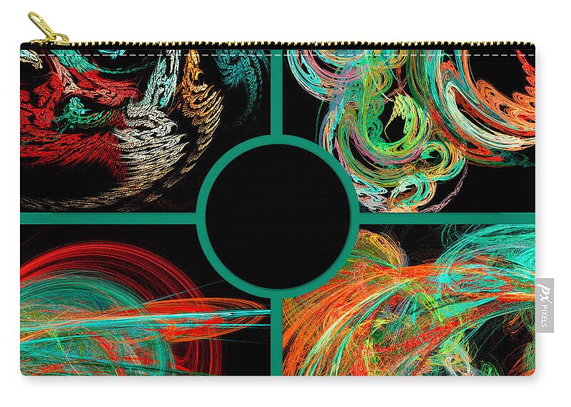 Abstract Zip Pouch featuring the digital art Fractal 4 V1 by Andee Design