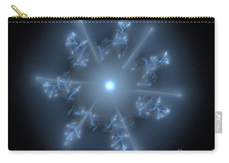 Artwork Zip Pouch featuring the digital art Fractal blue star by Henrik Lehnerer