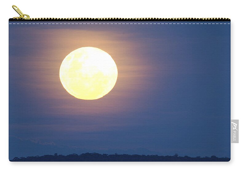 Mp Zip Pouch featuring the photograph Full Moon Over Rainforest, South America by Pete Oxford