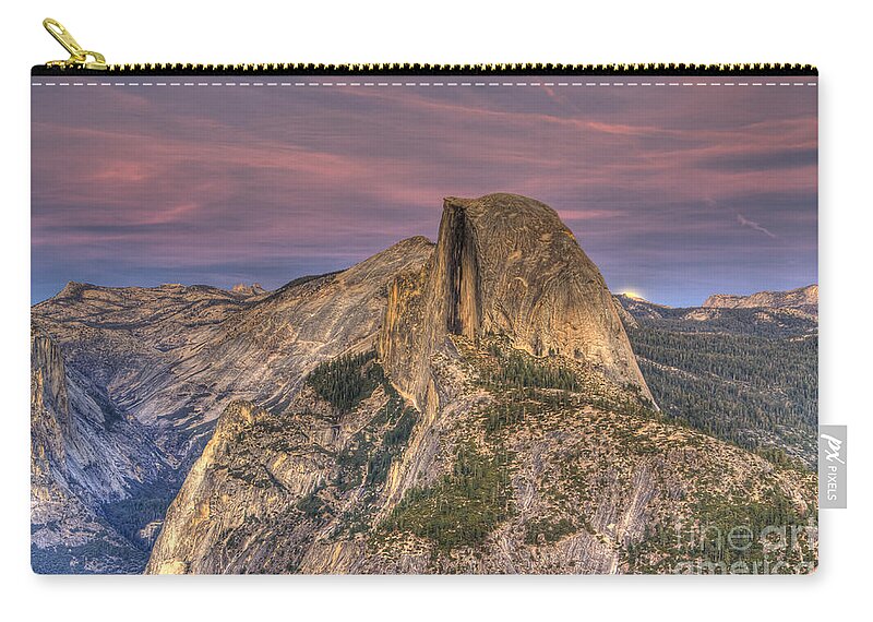 Half Dome Zip Pouch featuring the photograph Full Moon Rise behind Half Dome by Jim And Emily Bush