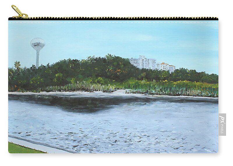 Gamble Rogers Zip Pouch featuring the painting Gamble Rogers Recreation Area by Larry Whitler