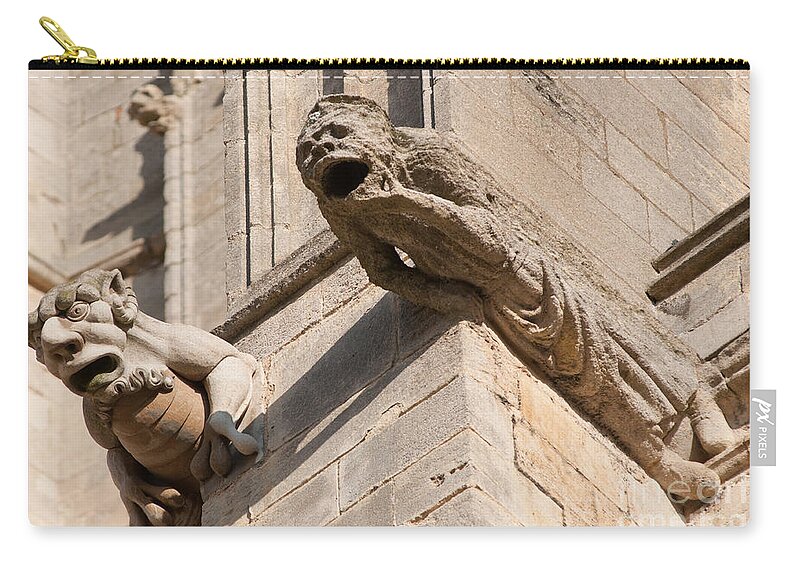 2 Zip Pouch featuring the photograph Gargoyles on Ely Cathedral by Andrew Michael