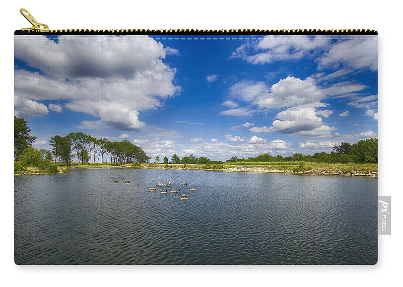 Trail Zip Pouch featuring the photograph Geese on Lake 15 by Bill and Linda Tiepelman