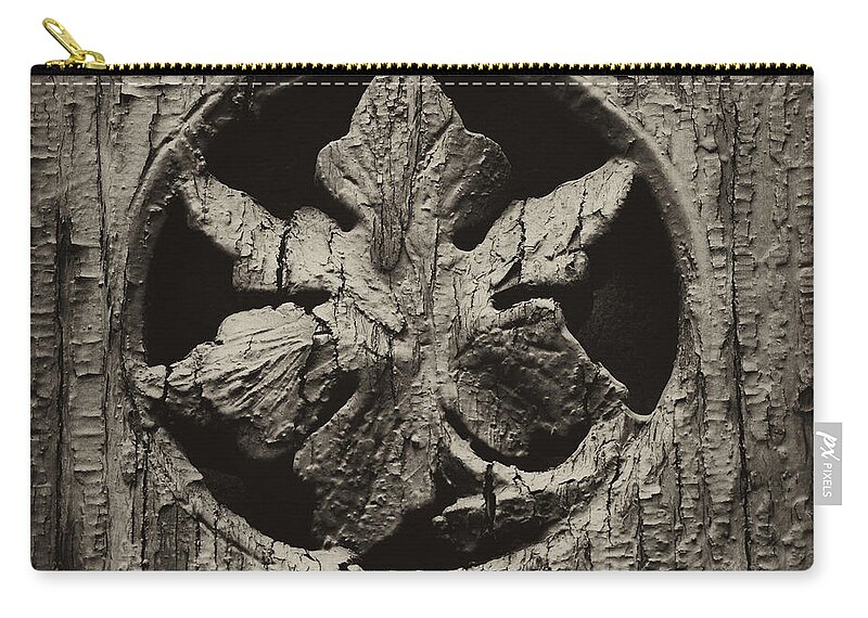 Wood Zip Pouch featuring the photograph German Leaf by Carrie Cranwill