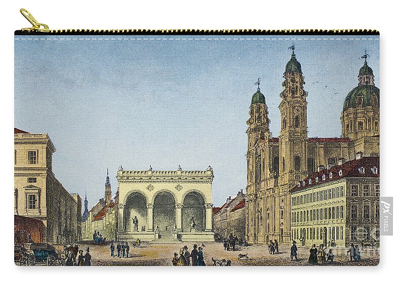 1845 Zip Pouch featuring the photograph GERMANY: MUNICH, c1845 by Granger