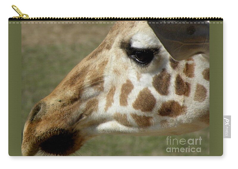 Giraffe Zip Pouch featuring the photograph Giraffe Facial Shot by Kim Galluzzo