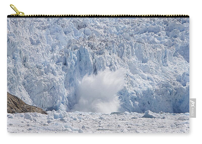 Mp Zip Pouch featuring the photograph Glacial Ice Calving Into The Water by Matthias Breiter