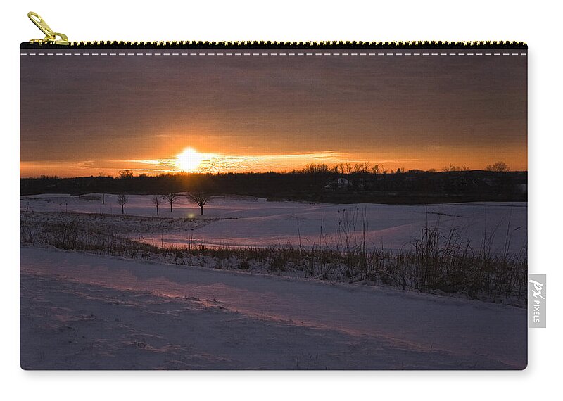 Usa Zip Pouch featuring the photograph Golden Orange Winter sunset over the GOLF by LeeAnn McLaneGoetz McLaneGoetzStudioLLCcom
