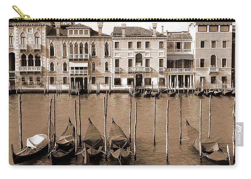 Venice Zip Pouch featuring the photograph Gondolas Outside Salute by Donna Corless