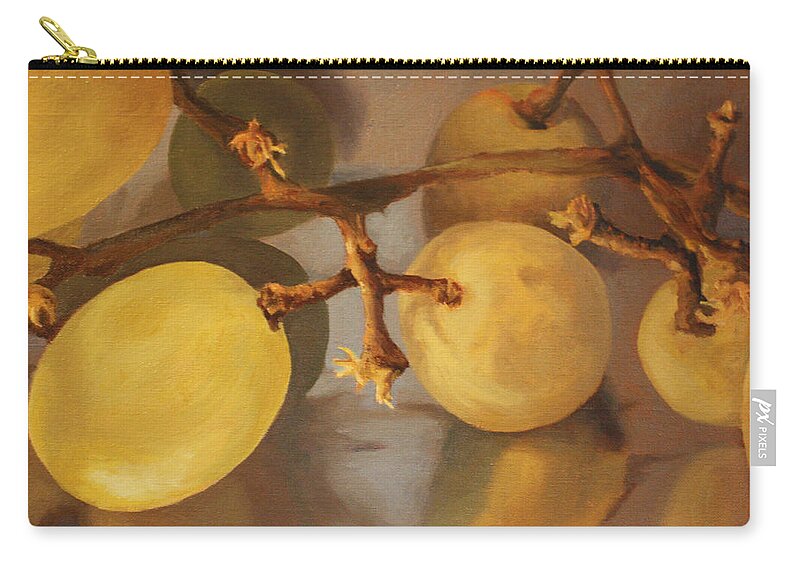 Grapes Zip Pouch featuring the painting Grapes on Foil by Rachel Bochnia