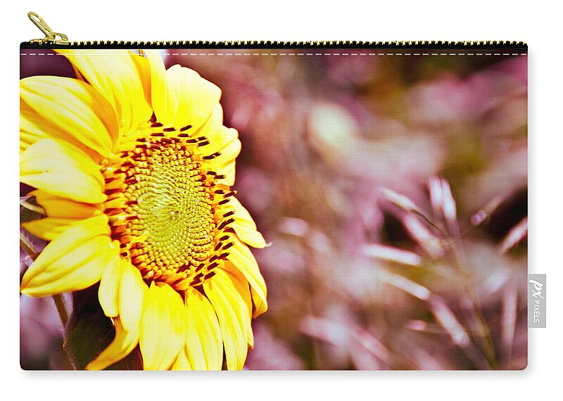 Sunflower Zip Pouch featuring the photograph Greeting the Sun. by Cheryl Baxter