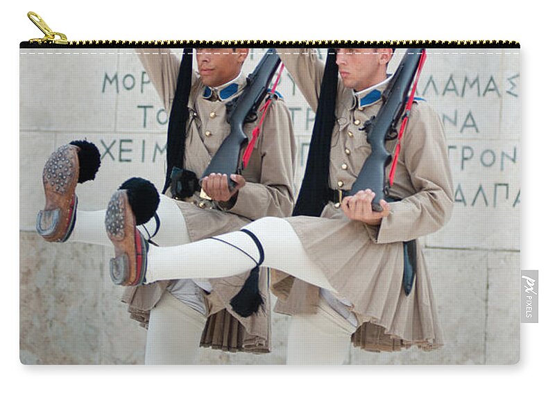 Athens Zip Pouch featuring the photograph Guards parade at Syntagma square by Andrew Michael