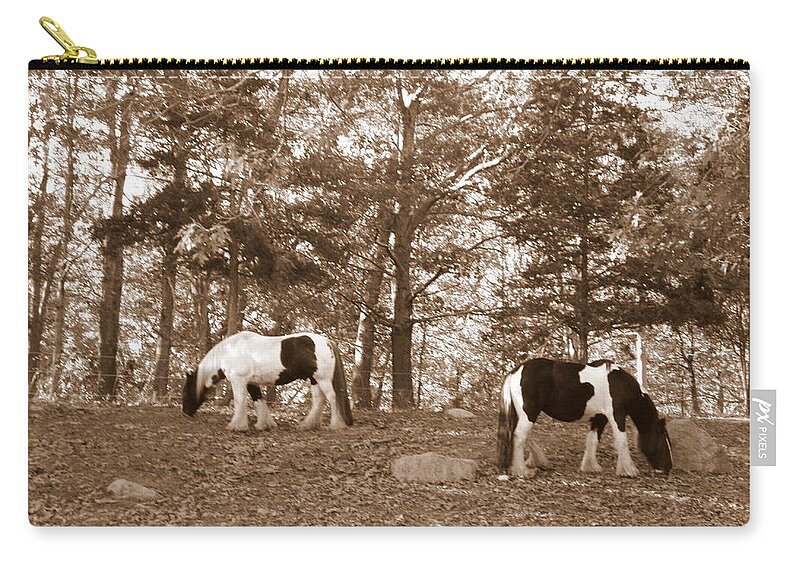 Gypsy Zip Pouch featuring the photograph Gypsy Vanners by Kim Galluzzo