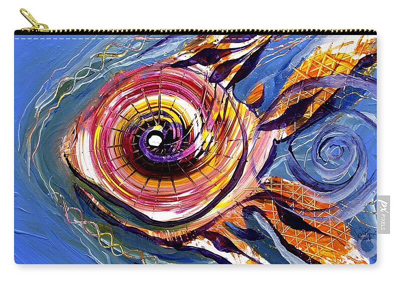 Fish Paintings Zip Pouch featuring the painting Happified Swirl Fish by J Vincent Scarpace