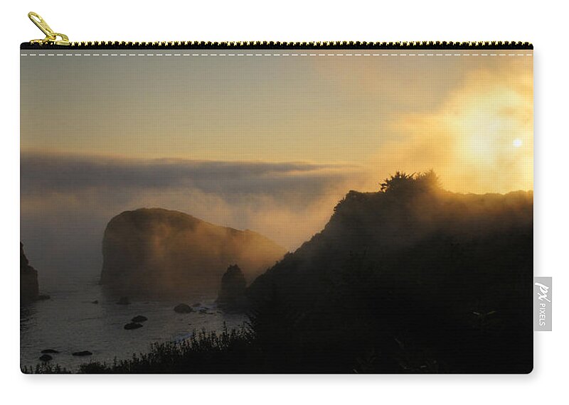 Panorama Zip Pouch featuring the photograph Harris Beach Sunset Panorama by Mick Anderson
