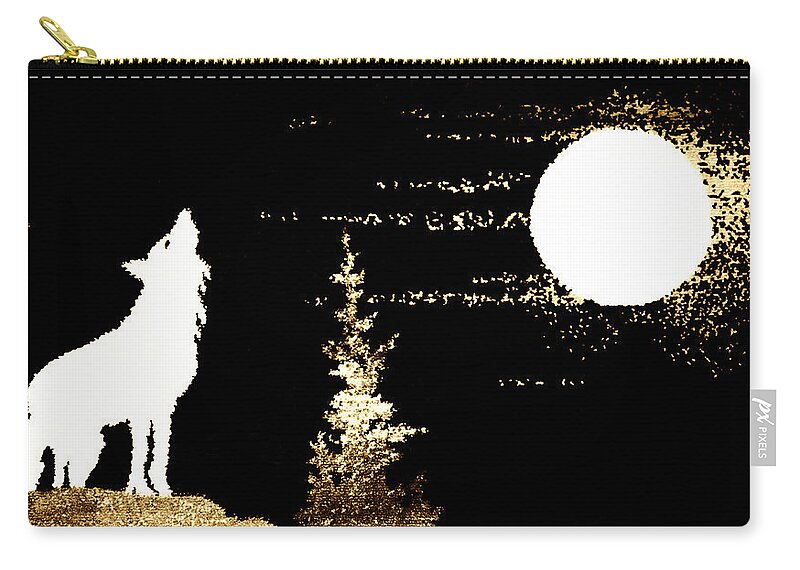 Harvest Zip Pouch featuring the photograph Harvest Moon And Coyote 2 by Marilyn Hunt