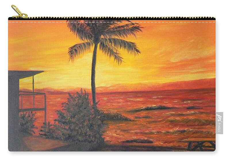 Sunset Zip Pouch featuring the painting Hawaii Sunset by Donna Muller