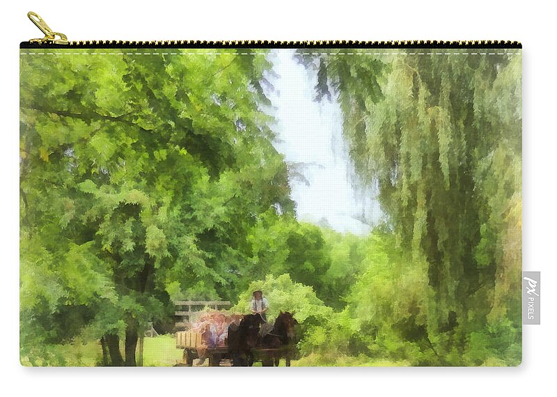 Hayride Zip Pouch featuring the photograph Hayride by Susan Savad