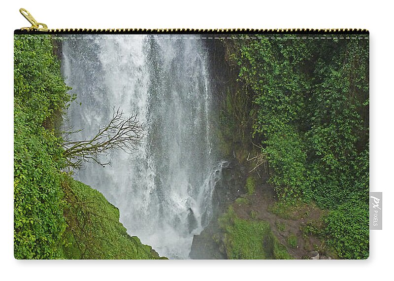 Waterfall Zip Pouch featuring the photograph Headwaters Peguche Falls Ecuador by Julia Springer